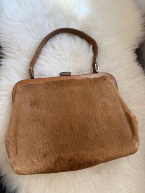 VINTAGE Classic Brown Fur Top-Handle Women's Bag